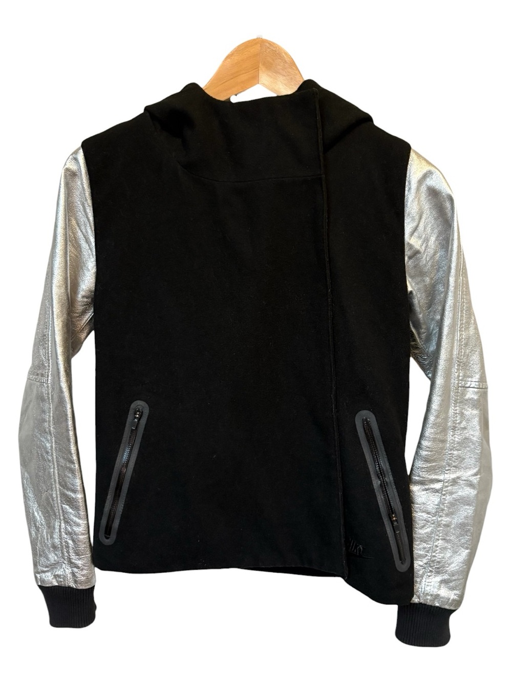 Nike Destroyer Butterfly Leather Sleeve Hooded Jacket Size XS